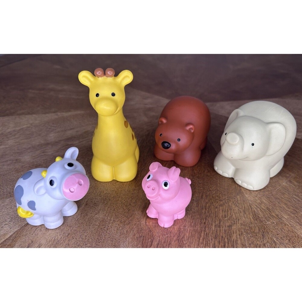 Vtg Tonka & Little Yikes Zoo Animal Bath Toy Lot Bear Elephant Giraffe Pig Cow